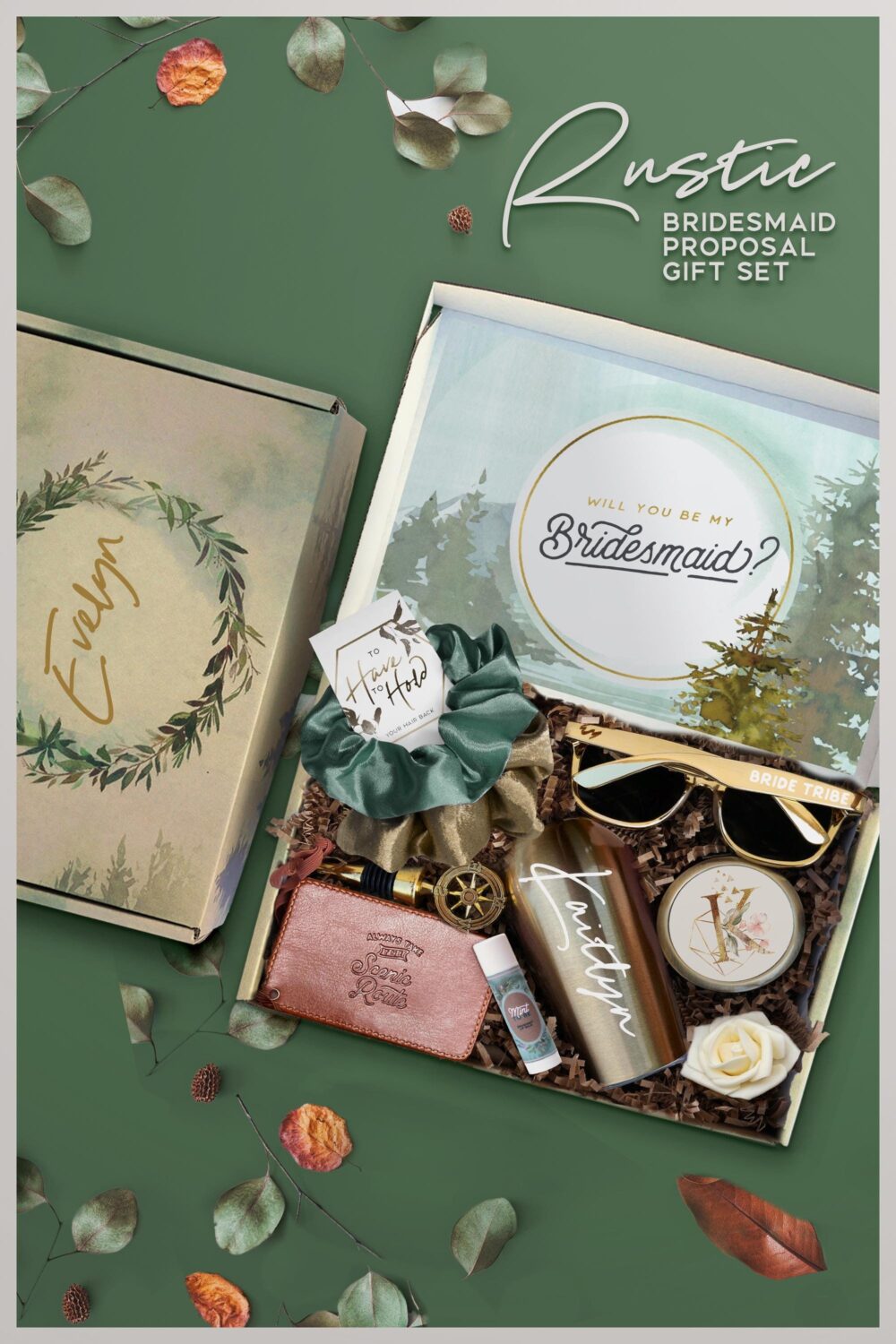 Bridesmaid Proposal Box Set, Gift For Boho Barn & Outdoor Wedding, Will You Be My With Travel Gifts | Rb1