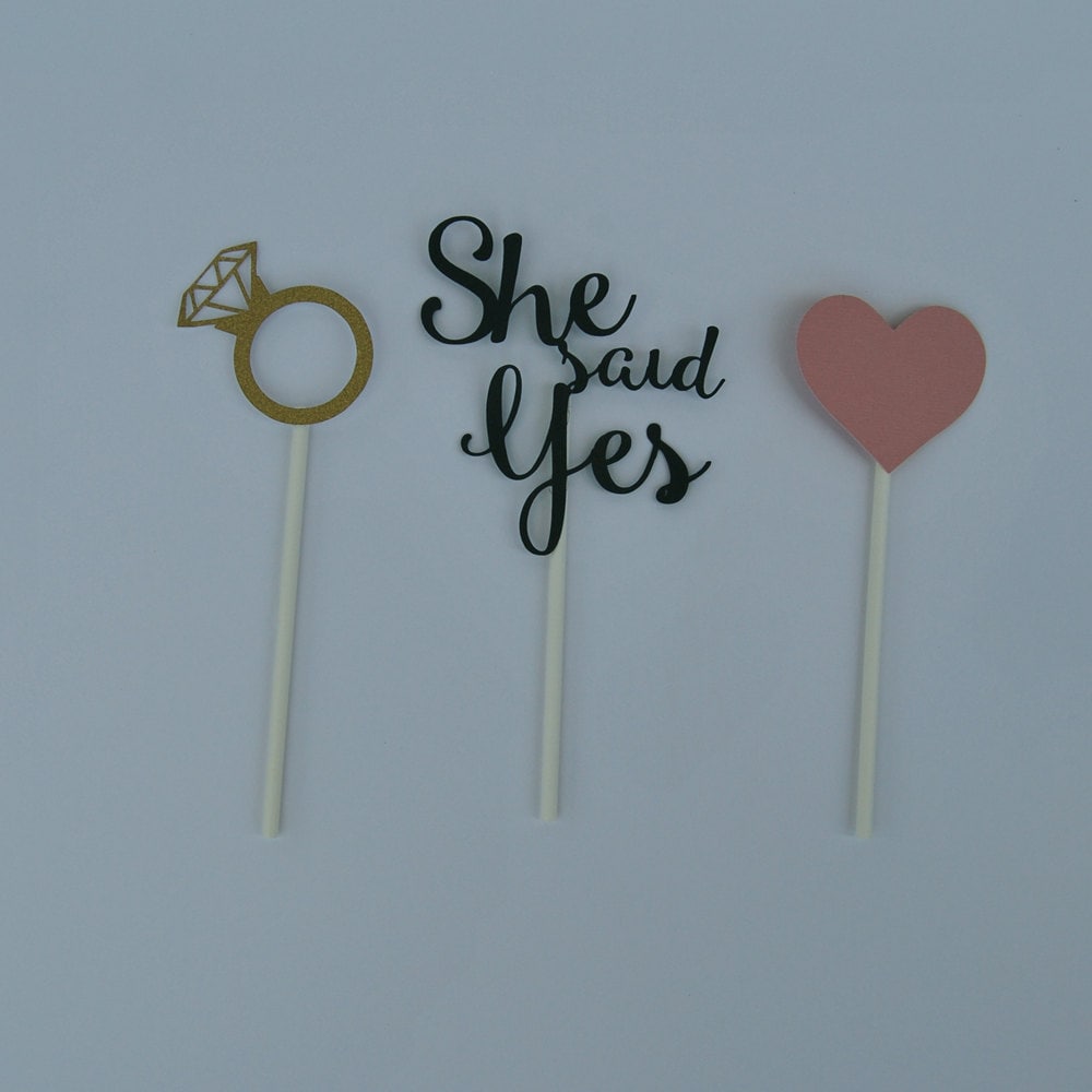 She Said Yes Cupcake Toppers, Engagement Party Decor, Bridal Party, Custom Parties By Partyatyourdoor On Etsy