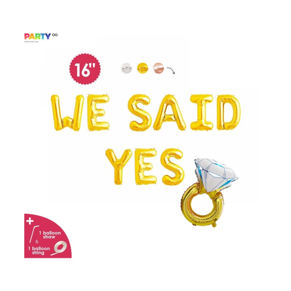 We Said Yes Balloon Banner | Engagement Party Decorations Engaged Banner/Sign