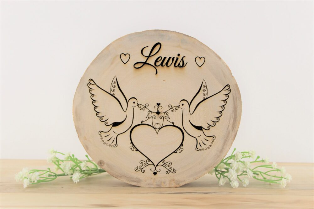 Engraved Wood Slice, Rustic Wedding Centerpiece, Personalized Tree Slice