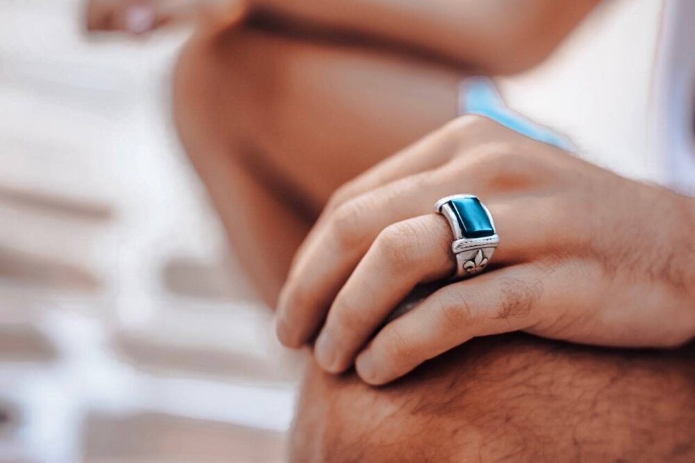 Mens Onyx Ring, Black Stone Fathers Day, Silver Gift, Biker Husband Gemstone Ring