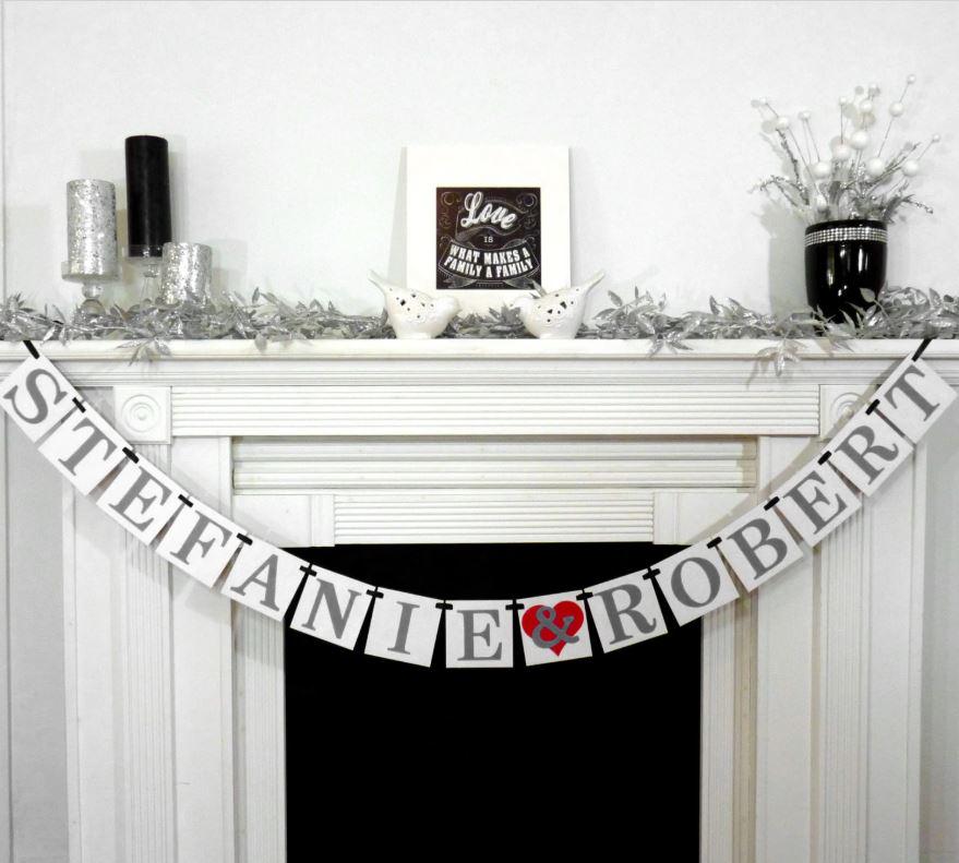 Engagement Shower, Wedding Garland, Custom Names Banner, Couples Photo Prop, Party, Decoration