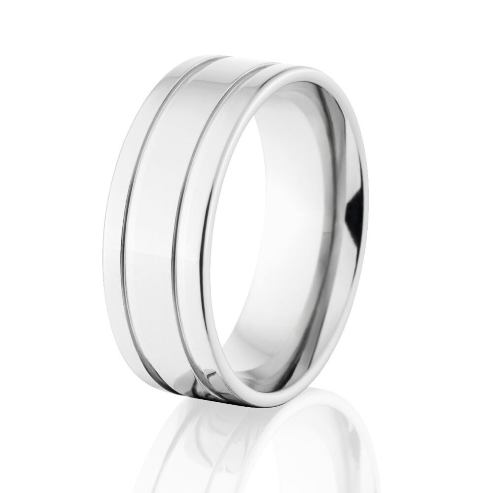 Cobalt Chrome Men's Wedding Band, 8mm Flat Profile Comfort Fit Ring, USA Made Jewelry