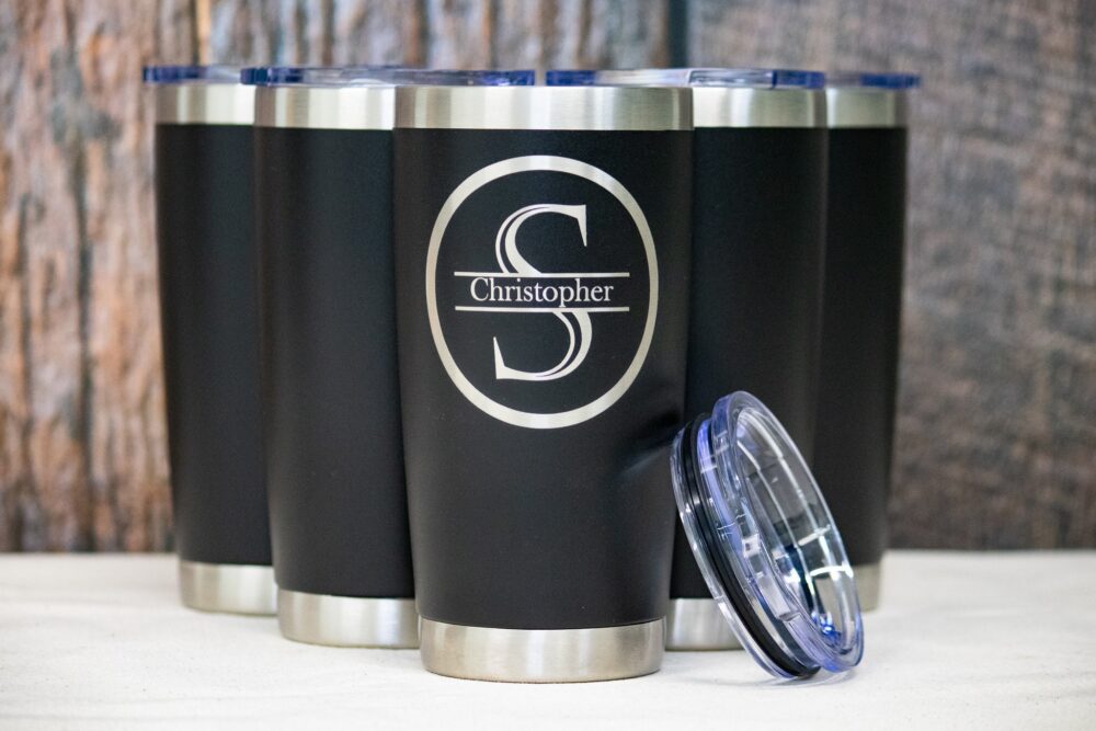 Monogrammed Groomsman Tumbler, Engraved Stainless Steel 20 Oz, Personalized Gift