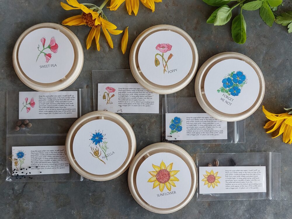 Flower Wedding Favors - Set Of 5 Flower Kits, Garden Party Favor, Annual Seeds, Eco Friendly Gift Seed Kit