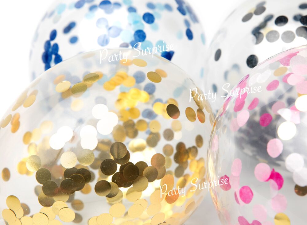 Confetti Balloons Diamond Clear Latex Metallic Rose Gold, Blue Silver Gold 16" Baby Shower Birthday Party Bridal