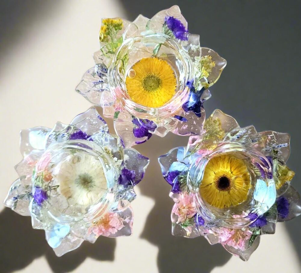 Wedding Bouquet Preservation Resin Flower Jewelry Bowl Floral Candle Holder Gift For Bridal