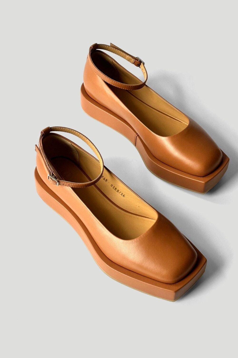 Brown Leather Custom Mary Jane Shoes, Platform Women Wedding Dress Handmade Bridal Square Toe Shoes With Buckle