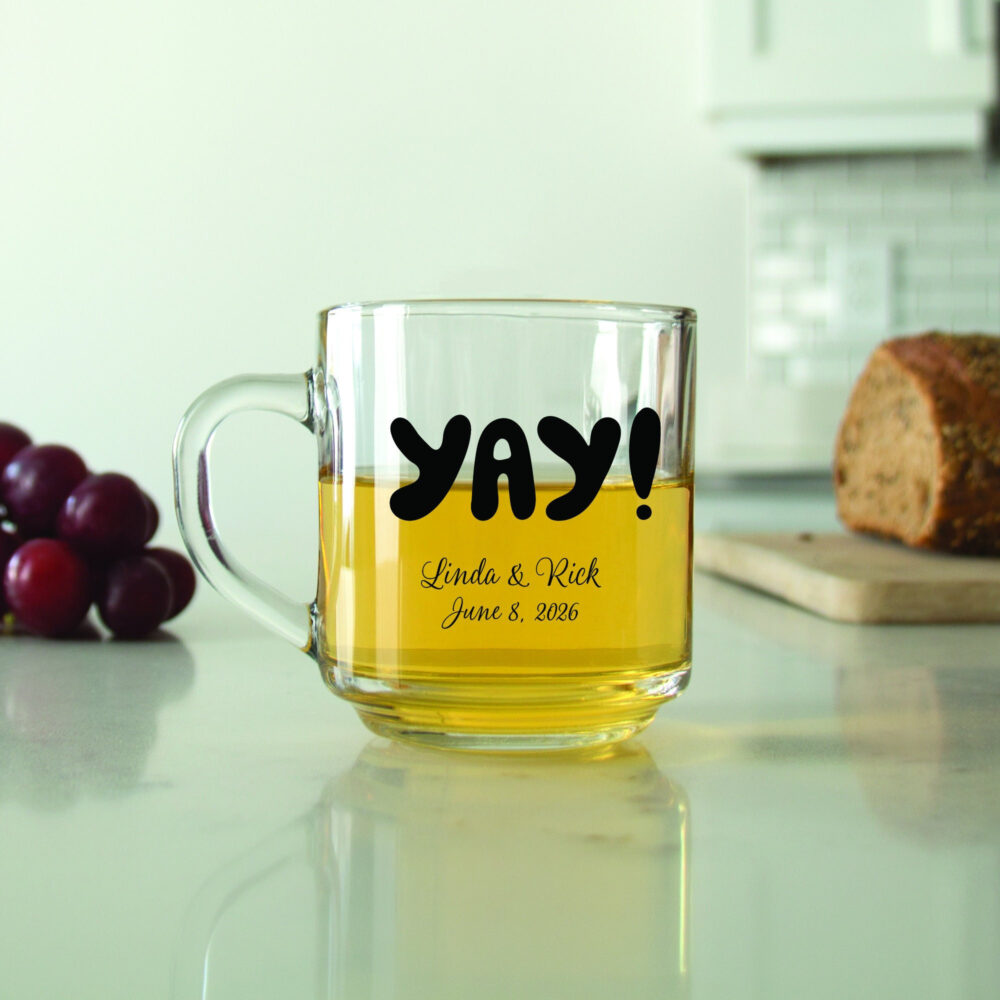 24 Pcs - Personalized Coffee Mug Yay Unique Glass Wedding Favors Gift Ideas Party Dgn96