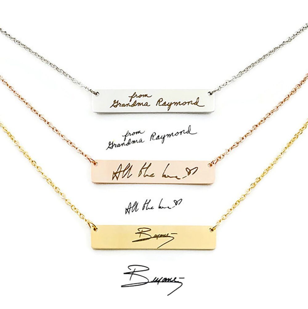 Custom Engraved Handwriting Necklace, Actual Signature Memorial Gift, Autograph Necklace