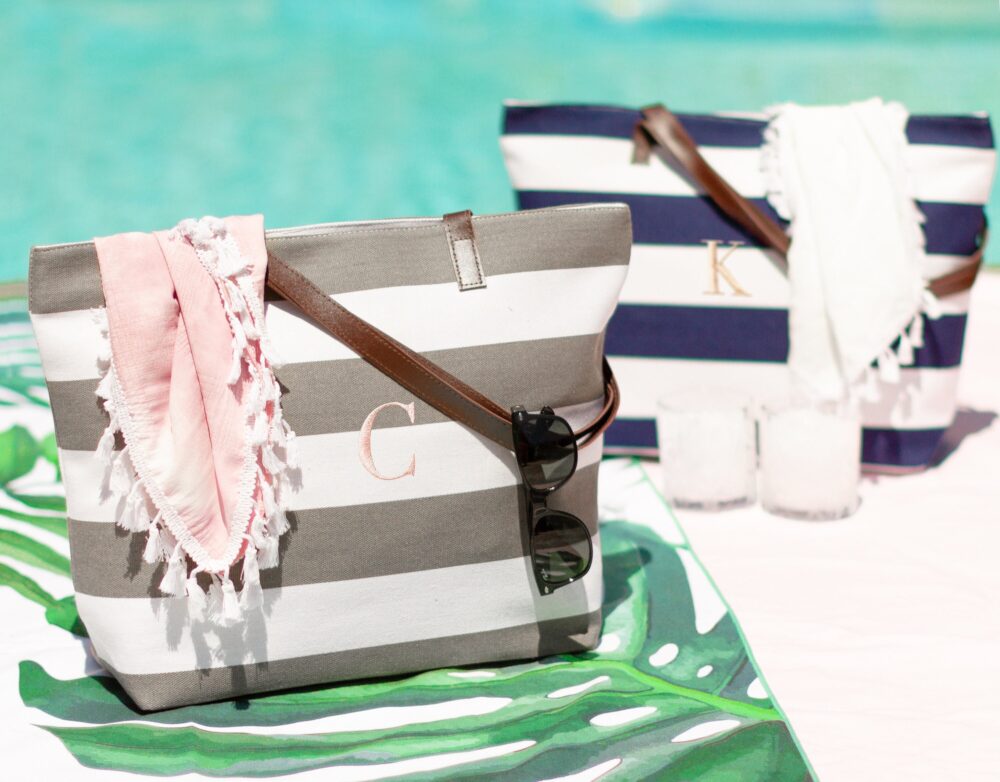 Sale Bridesmaid Gift, Personalized Tote Bag, Bridal Gift Stripe Totes, Bridesmaids Party Bags, Set Of Monogram