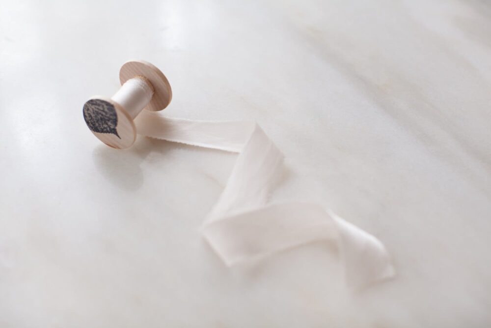 Hand Dyed Champagne Cream Silk Ribbon | 1" Wide For Weddings, Craft & Gifting