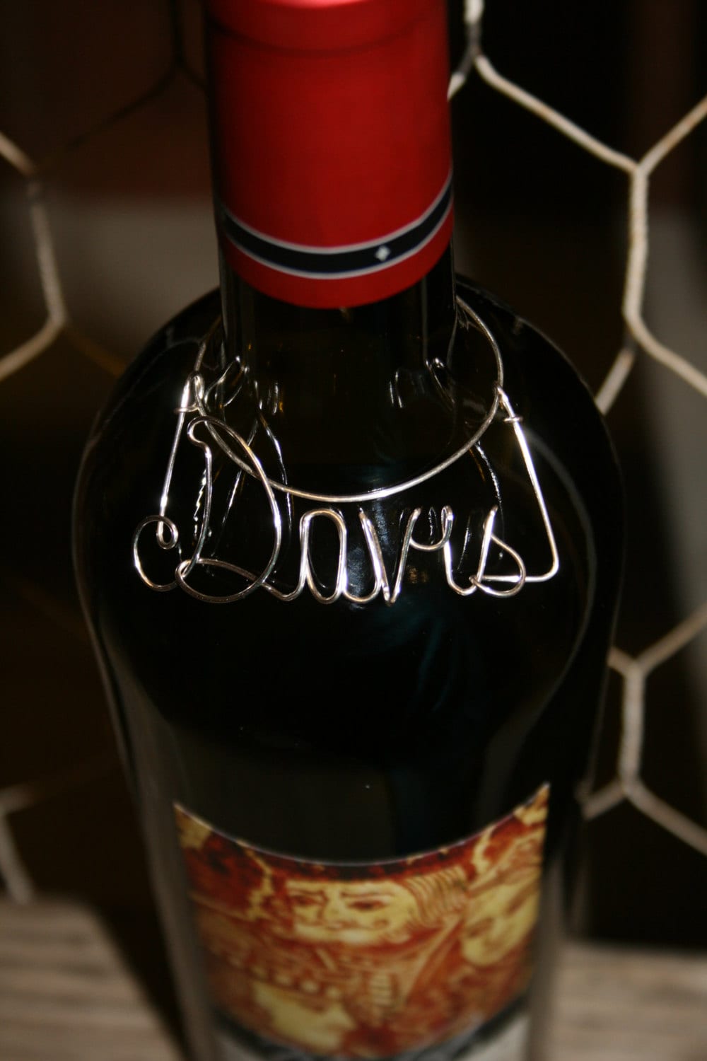 Wire Name. Personalized Wedding Favor. Wine Bottle Charm. Decor. Wedding Keepsake. Wine. Unique Gift Idea. Handmade. Valentines Day