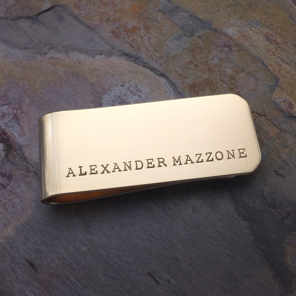Brass Personalized Money Clip, Custom Wallet, Gold Color, Gift For Groomsmen, Father's Day, Present Dad Or Grandpa, Hand Stamped Message