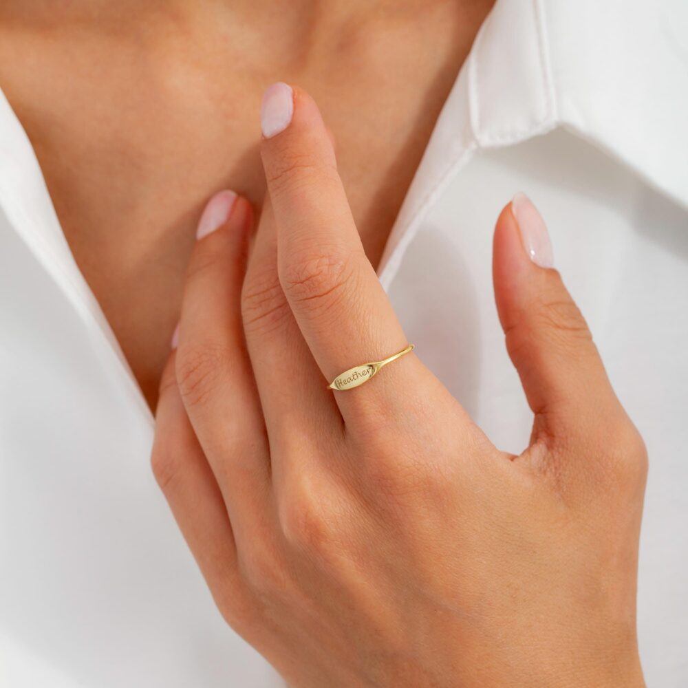 Dainty Engraved Name Ring, Christmas Gift For Mom, Mother's Day Gift, Band, Minimalist Custom Birthday Her