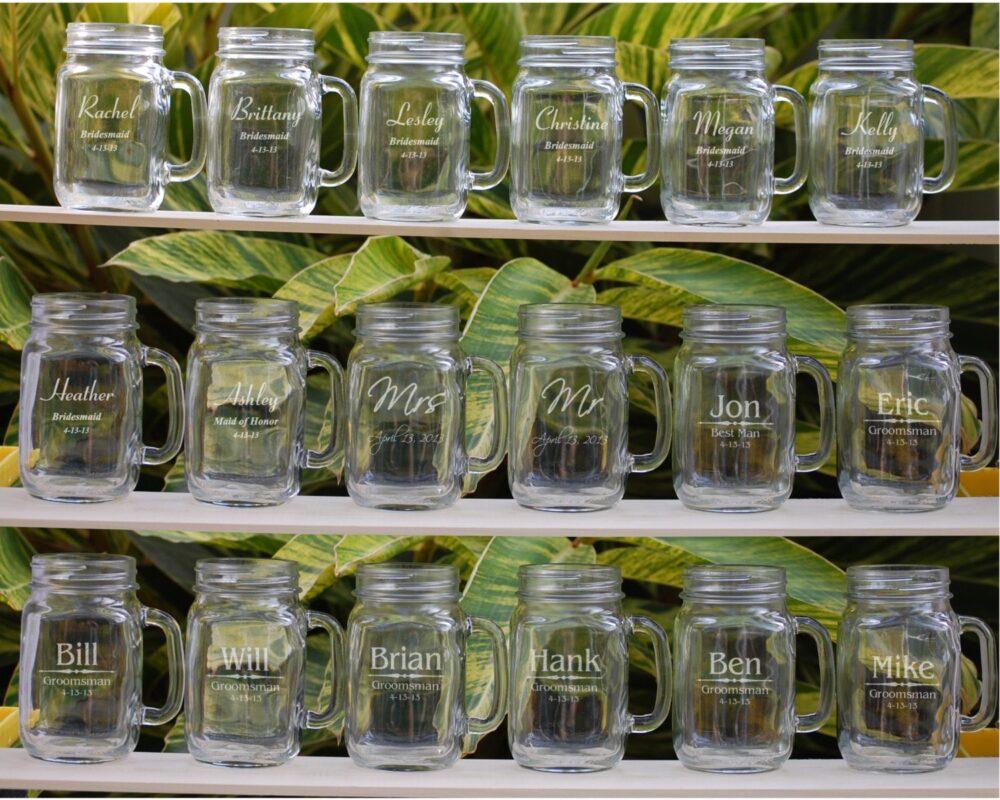10 Groomsmen, Personalized Mason Jar Mugs, Custom Wedding Favor Bridesmaid Gift Party For Men