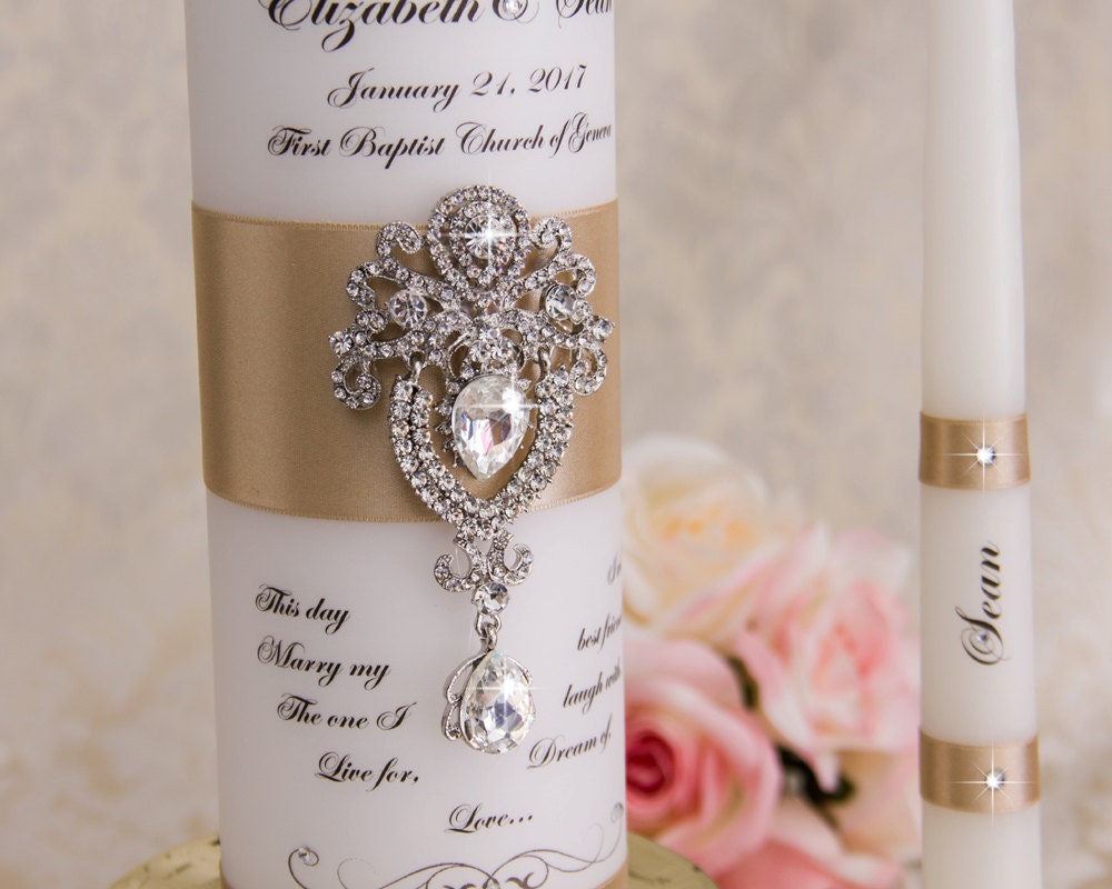 Wedding Unity Candle Set, Candles Personalized Candles, Champagne Custom