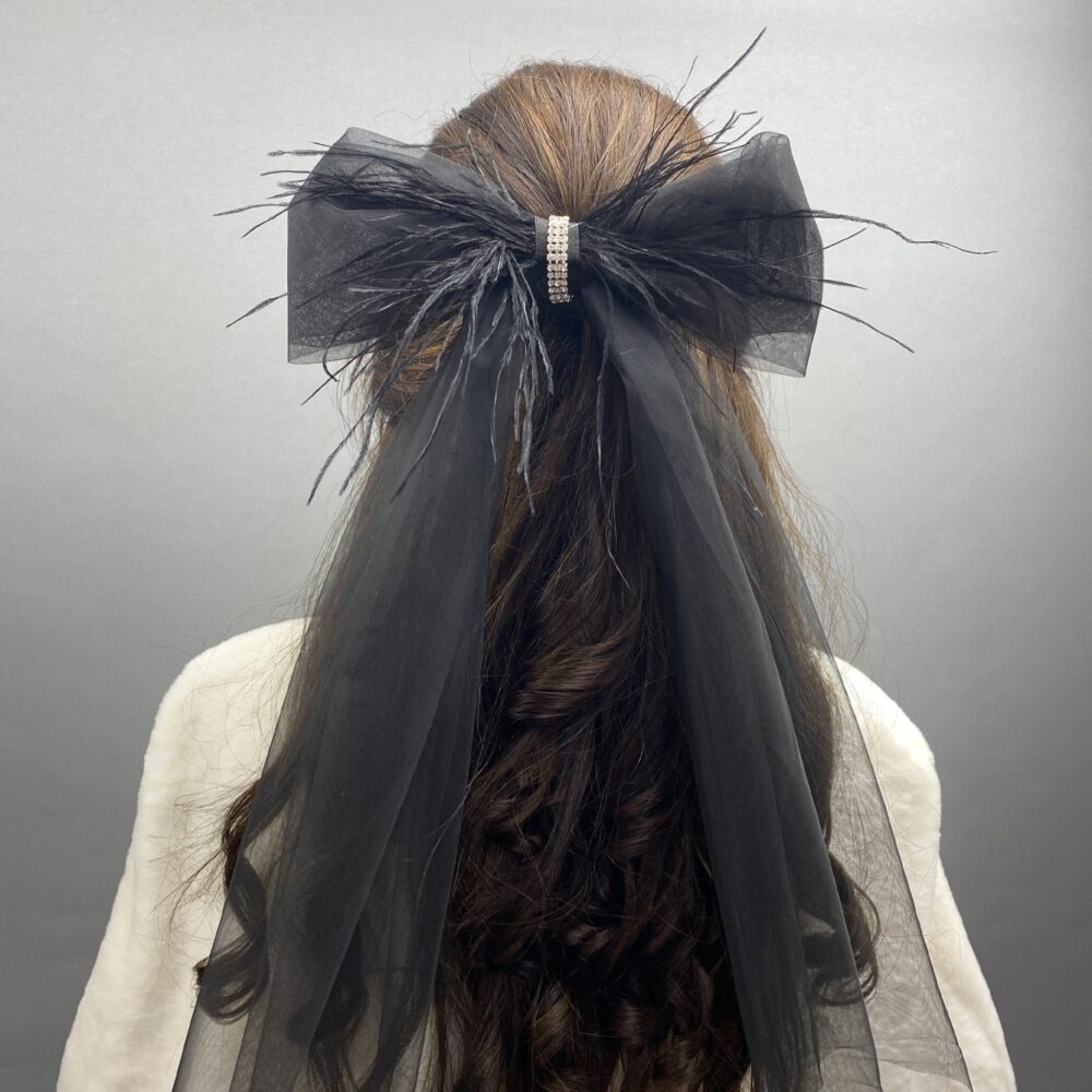 Crystal Stone Wedding Veil, Veils With Bow Detail, Reception White Bridal Bow Hair