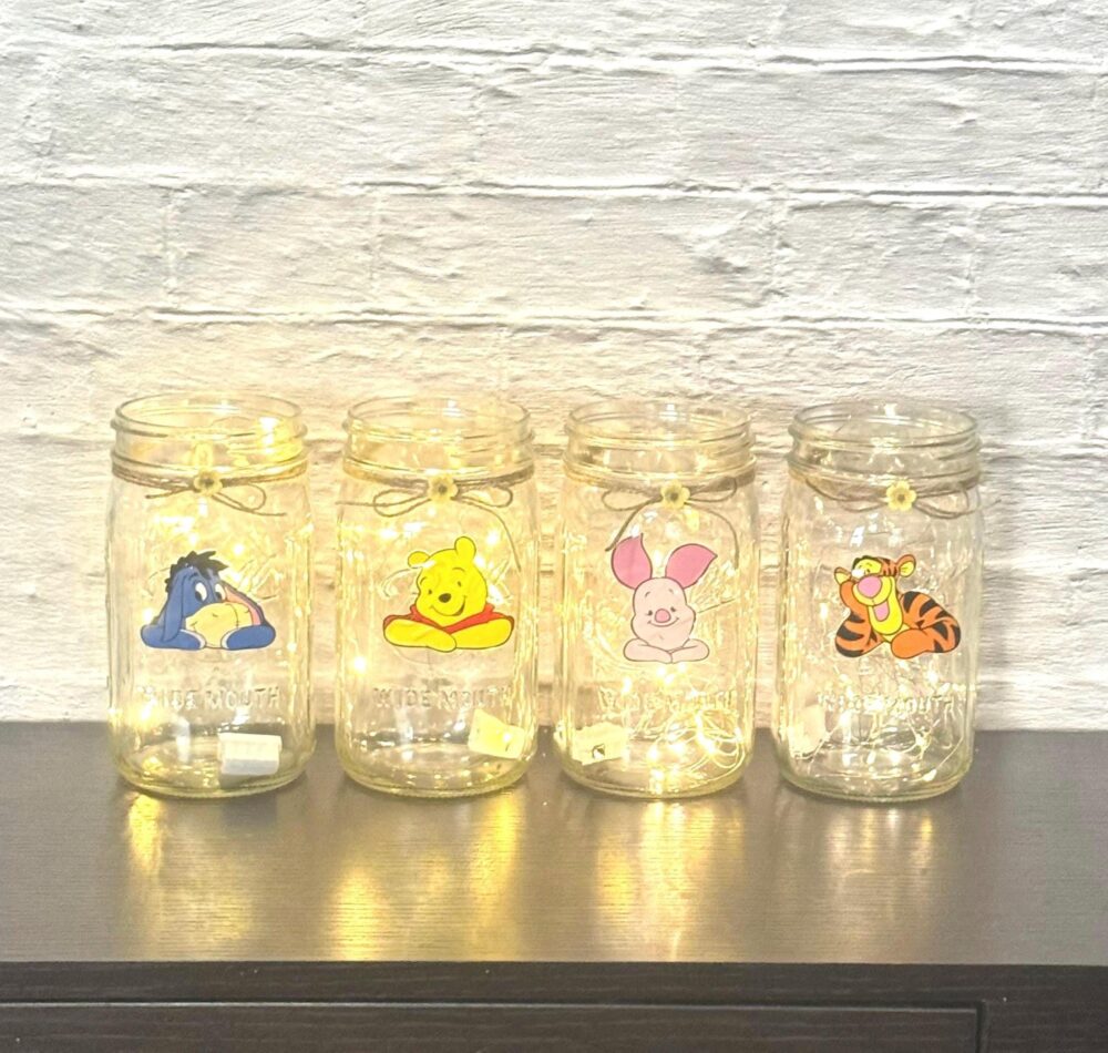 Winnie The Pooh Baby Shower Centerpieces Mason Jar Decoration With Fairy Light Set Of 4 Gender Neutral