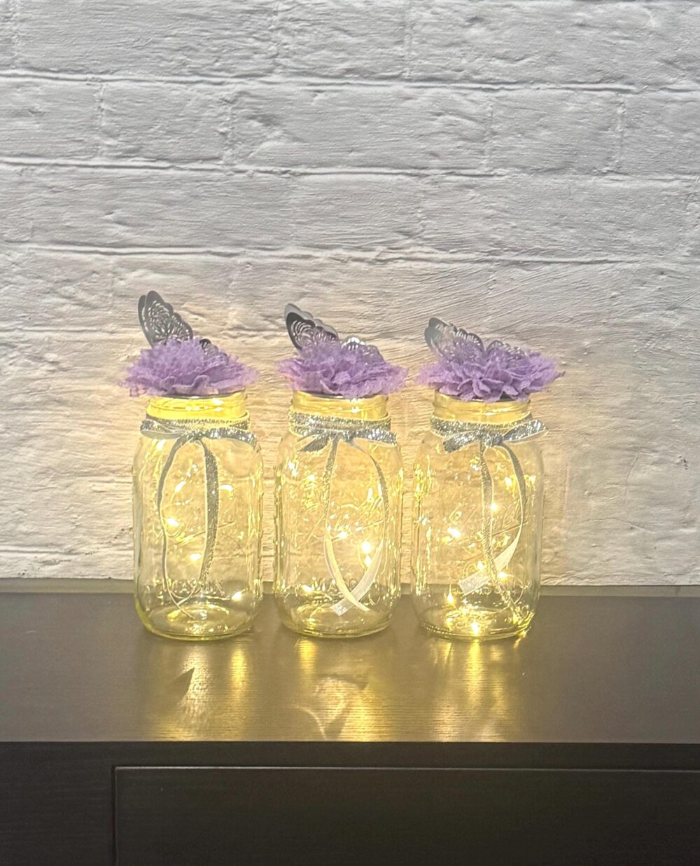 Butterfly Baby Shower Centerpieces Mason Jar Decoration With Fairy Lights Set Of 3 Table