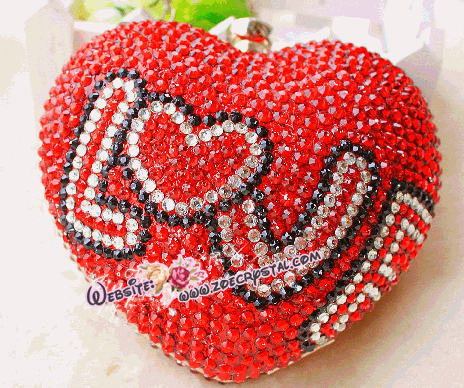 stylish Bling & Sparkly Crystal Clutch With Love - Bridal/Bridesmaid Wedding