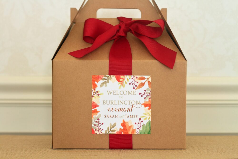 Fall Wedding Favors For Guests - Welcome Bag Labels Hotel Stickers October Autumn Box Label
