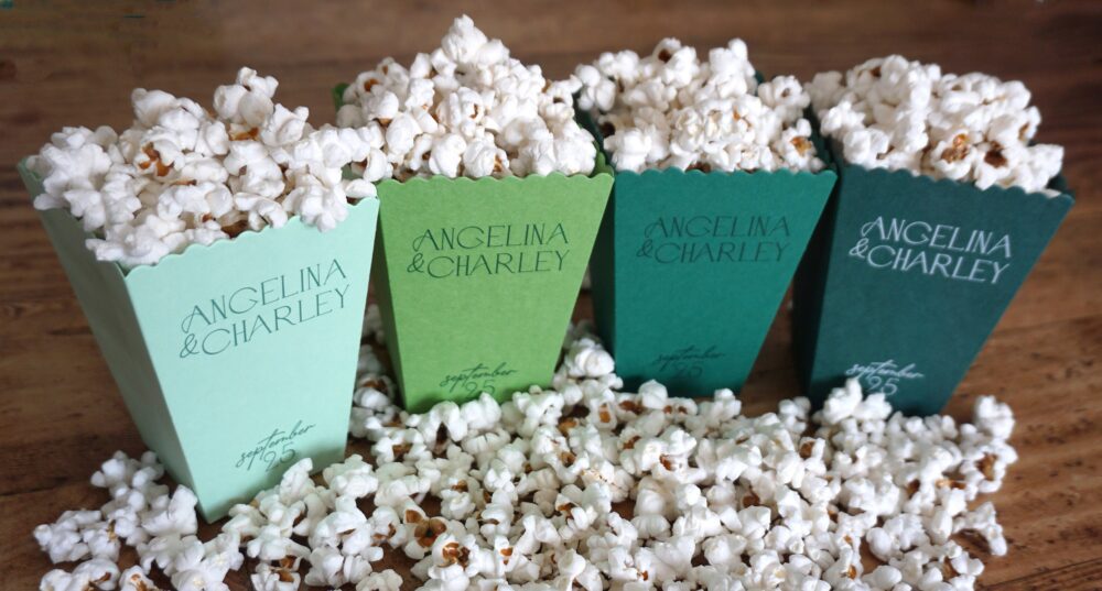 Mini Popcorn Box- Green Wedding Favor-Custom Printed Party Box-Personalized Gift Box - St Patrick's Day Favor