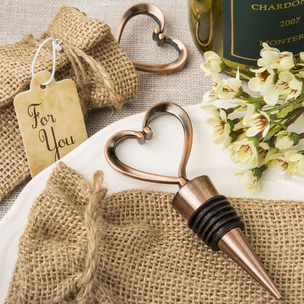 Heart Bottle Stoppers Wedding Favors Gold Wine Stopper Favor Vintage One Heart Bottle