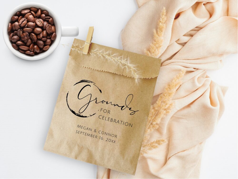 Coffee Favor Bags- Wedding Favors - Bridal Shower Favors- Bean Espresso Set Of 25 Printed Paper Bags