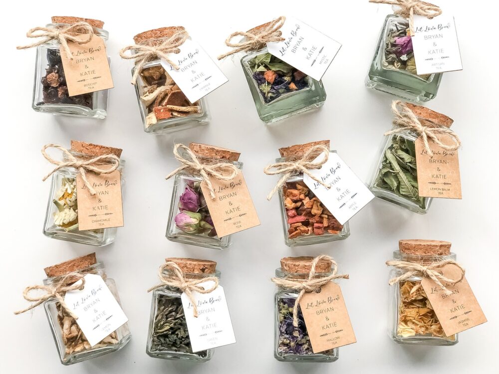 Wedding Tea Favors For Guests, Bulk Gifts, Rustic Wedding Favor, Personalized Favors, Wood Jars, Unique Gift, Thank You Gifts