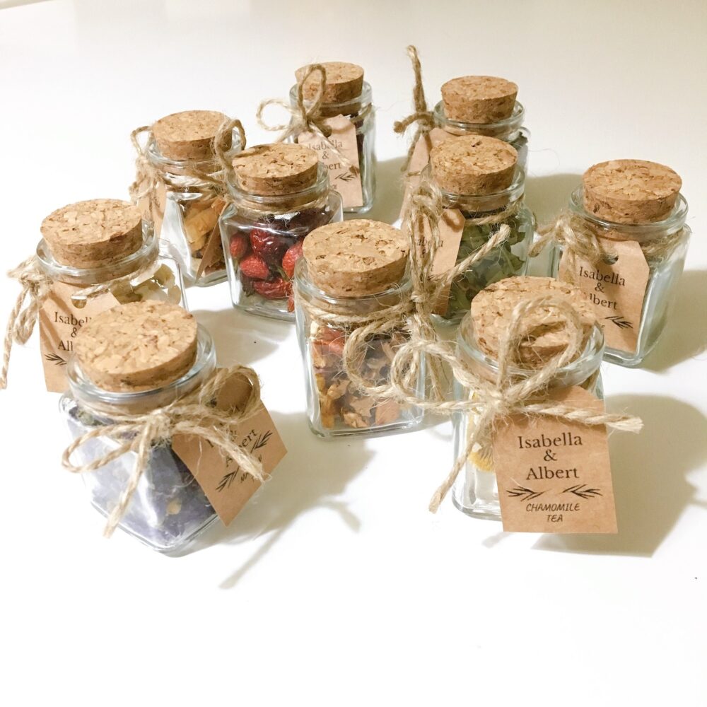 For Your Guests Wedding Tea Favors, Personalized Gifts, Rustic Herbal Jars, Thank You Gifts