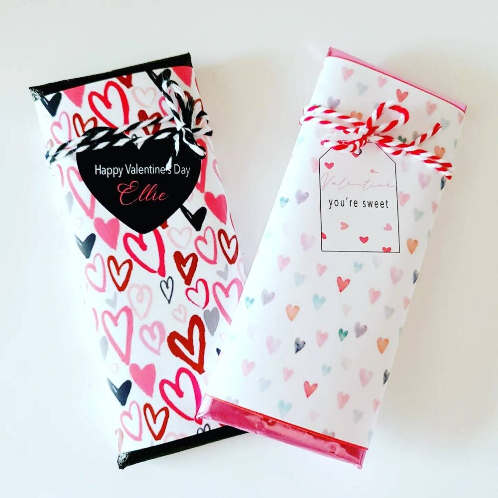 Personalized Valentine's Chocolate Favors Hershey Bar, Twine Wrapped | Set Of 10
