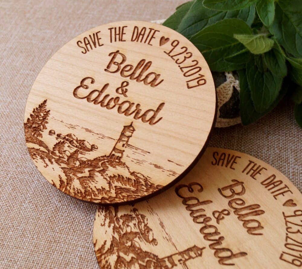 Save The Date, Save Date Magnet, Wedding Invitation, Wooden Magnets, Beech Nautical