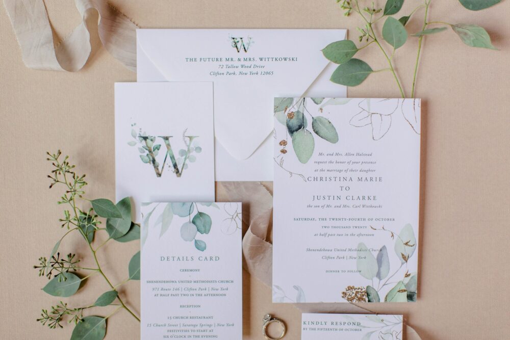 Eucalyptus Wedding Invitation - Greenery Invites Floral Card Rustic Invite Suite Tropical
