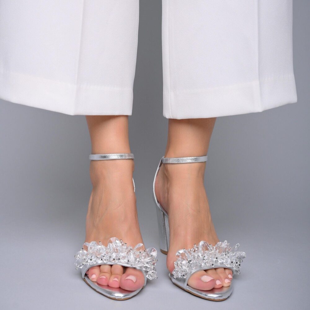 Wedding Dress Shoes Pearl Design Thick Heel Platform Comfortable Bridal - Glass Utopia