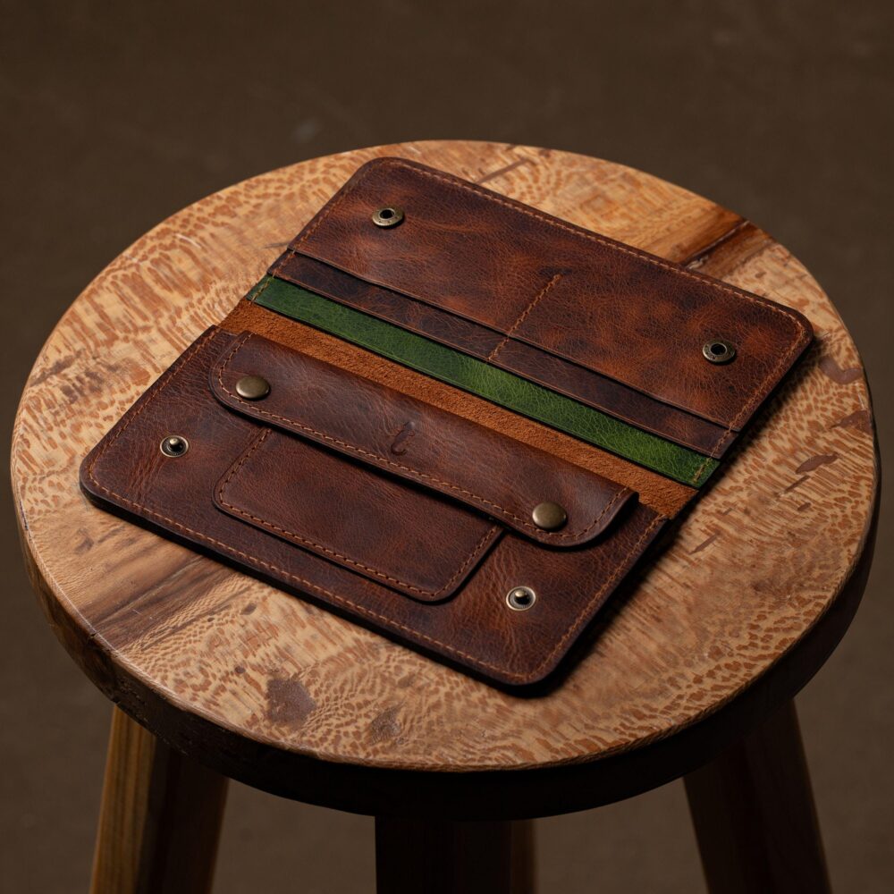 Handmade Leather Wallet Purse Billfold Phone Case, Card Holder