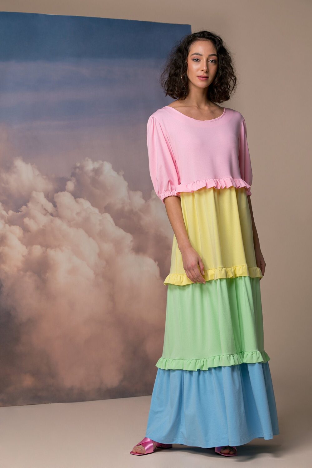 Ruffle Maxi Dress, Rainbow Summer Boho Cotton Dress Long, Dresses For Women, Wedding Guess