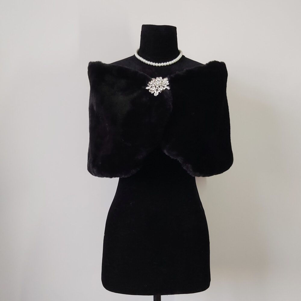 Wedding Bridal Shawl Black Faux Fur Wrap Shawls Shrug Off Shoulder Cover Up Accessories Fall Winter Party