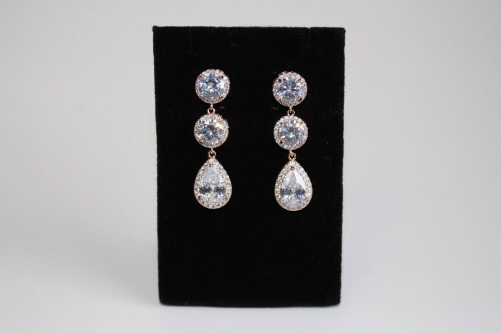 Bridal Drop Earrings, Tear Drop Cz Bridesmaid Earrings, Wedding Mother Of The Bride Set, Mom Gift Set