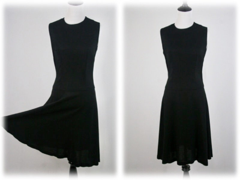1960S Dress Black Linen lbd