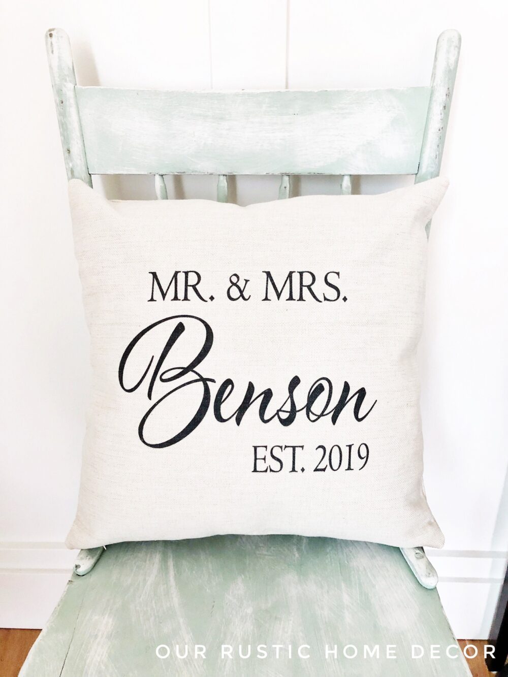 Wedding Gift Monogram Pillow Cover - Personalized Name Throw Engagement Mr. & Mrs. Covers