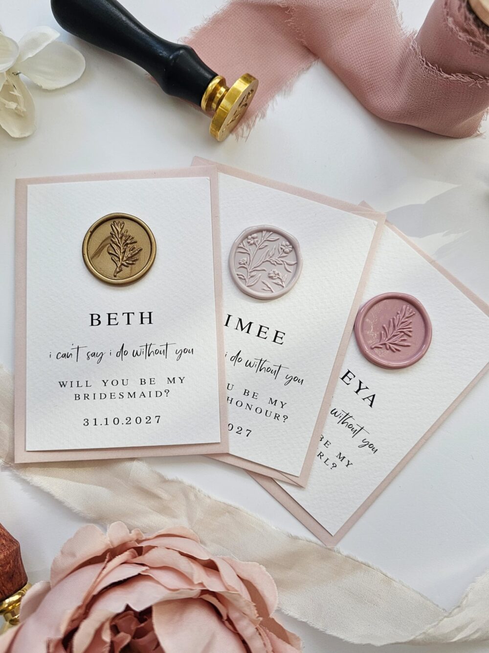 Bridesmaids Proposal Cards With Wax Seals - A7 Perfect For Your Bridesmaid Gifts