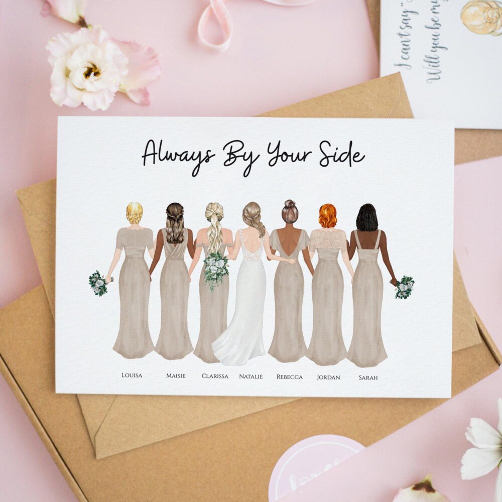 To The Bride On Her Wedding Day, Personalised Bridesmaid Proposal Cards, Will You Be My Gift #604