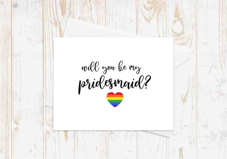 Gay Wedding Bridesmaid Proposal, Will You Be My Pridesmaid Cards, Bridal Cards, Card, Queer Wedding Lgbtqia2S+