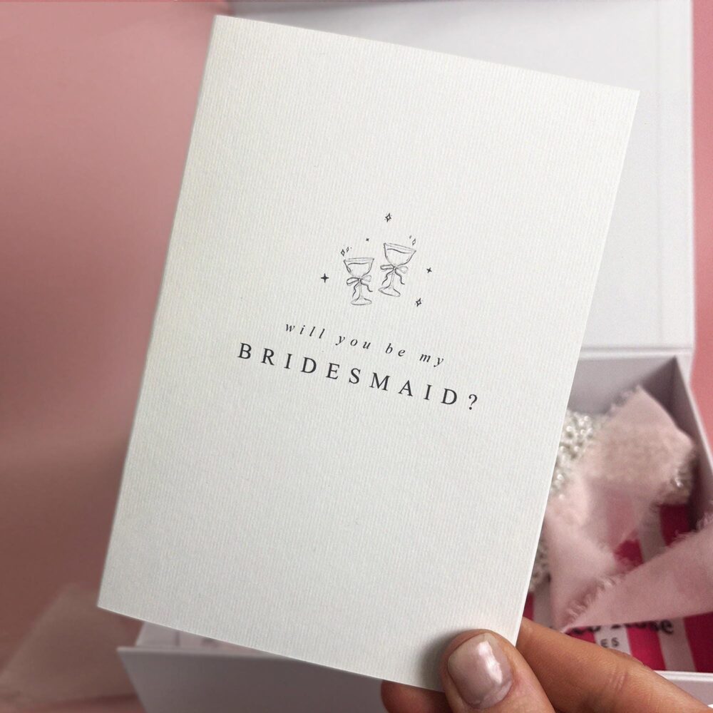 Bridesmaid Proposal Card Luxury Champagne Glass Wedding Invite