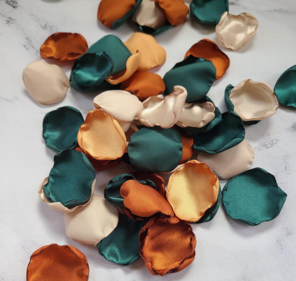 Emerald Green, Wedding Decor, Flower Girl Petals, Aisle Gold, Terracotta, Fall Rose Forest