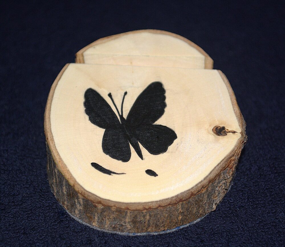 Butterfly, Handmade Card Holder, Business Cards, Wood Display, Place Hand Painted Made in Usa