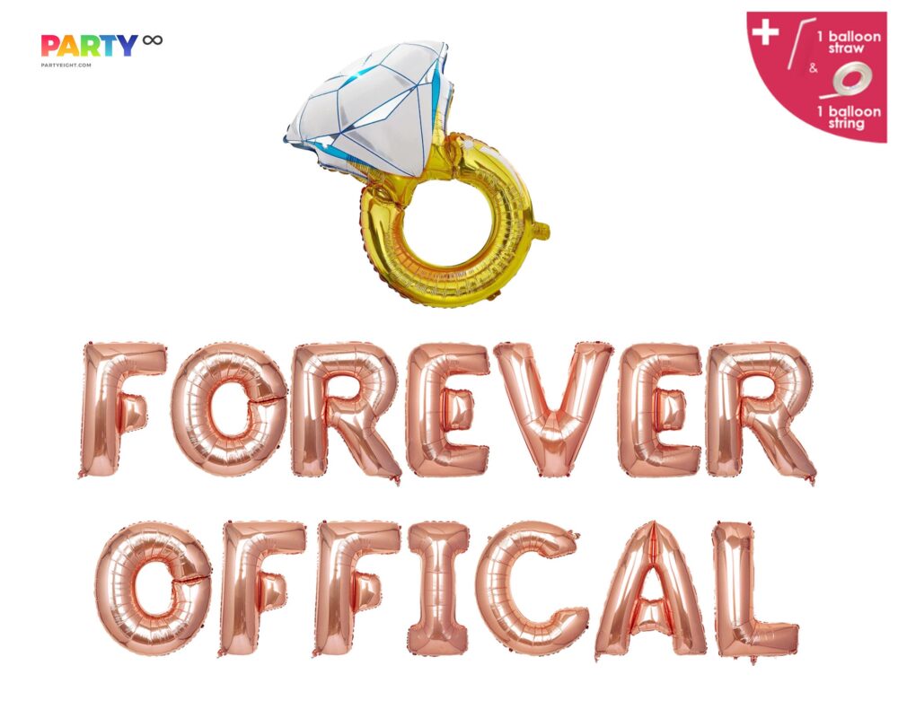 Forever Official Banner | Engagement Party Decoration She Said Yes Decor Engaged Balloon Letters Ring