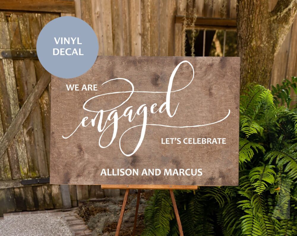 Engagement Party Decorations, We Are Engaged Sign, Mirror Decal