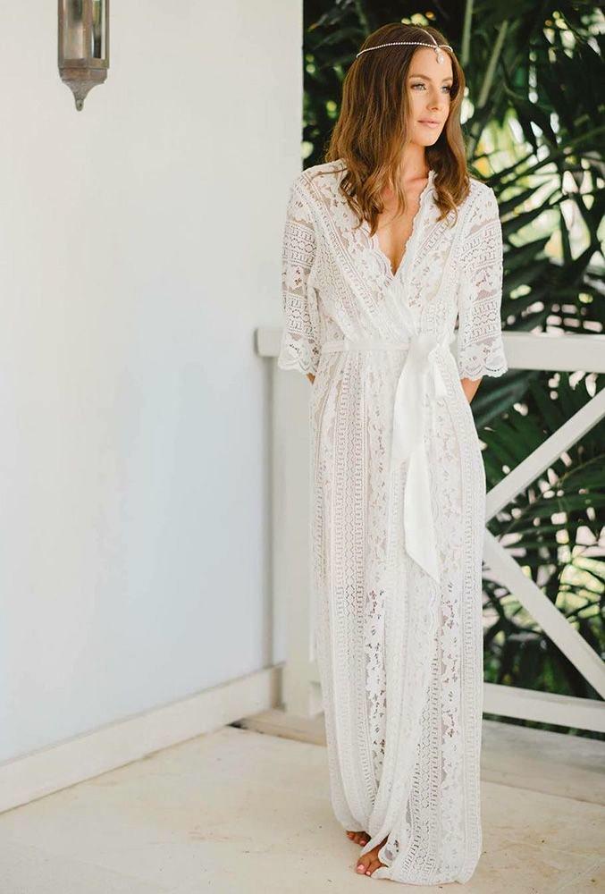 Wedding Bridal Lace Robe | Bridesmaid Robes Shower Gift| Party Honeymoon Robe| | Fairytale Robe